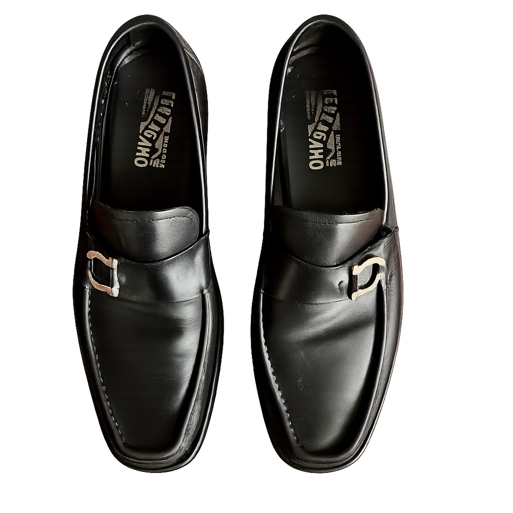 Salvatore Ferragamo Men's Black Leather Slip-Ons